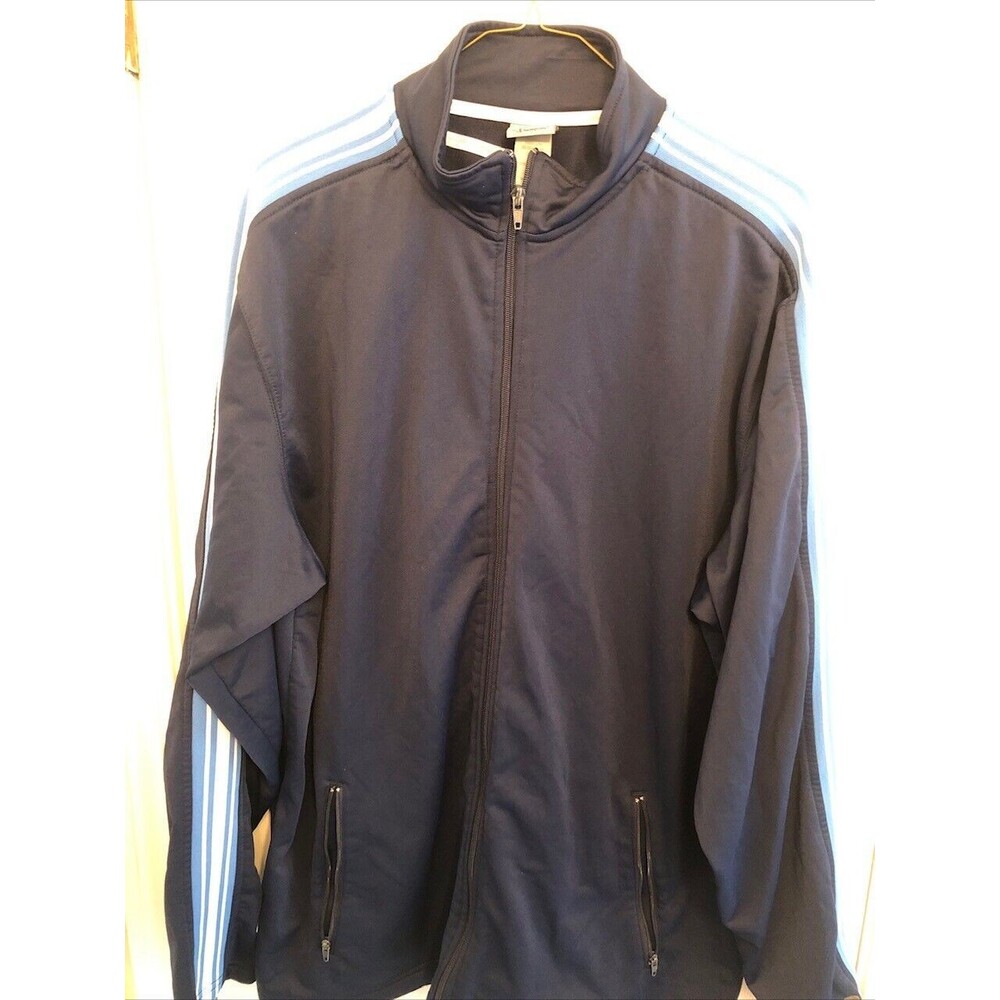 Champion Vinatge Full Zip Jacket with Zip Pockets XL Blue with Sleeve Piping